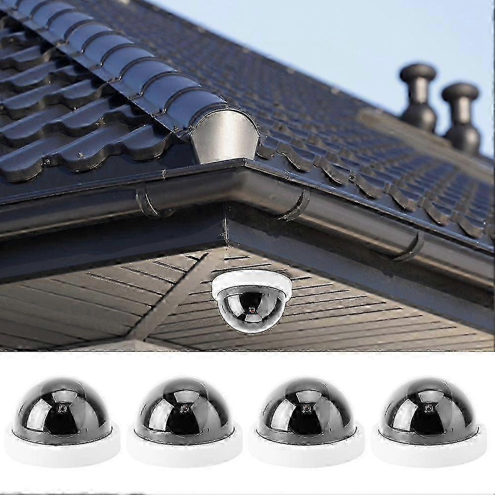 SSRGV 4pcs Dome Simulation Camera CCTV Dummy Fake Security Camera With Flashing Led Light (White)