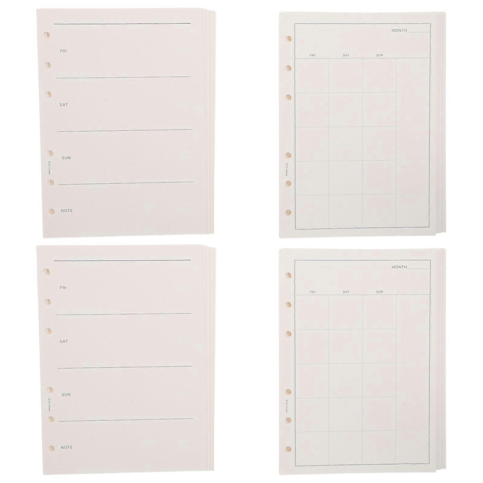 4 Books A6 Refill Paper: Undated Weekly Monthly Binder Inserts 6-Hole Punched Filler Paper Planner Refills  for Notebook Planner Journal