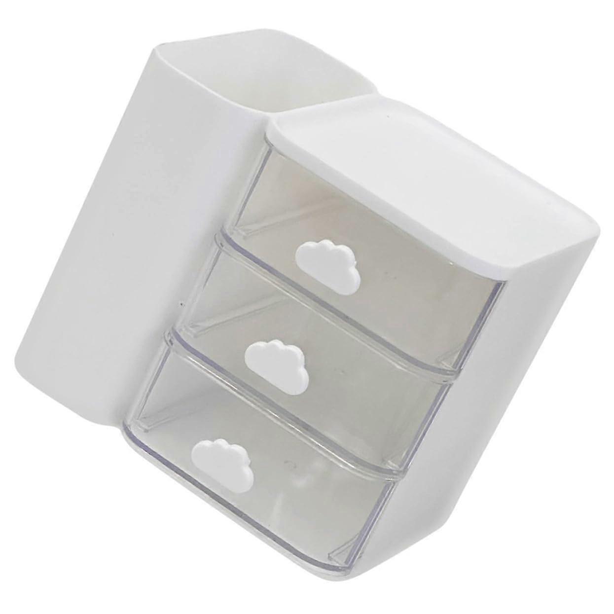 Cloudshaped Desktop Organizer Box With Drawer For Makeup And Cosmetics, MultiCompartment Sundries And Skincare