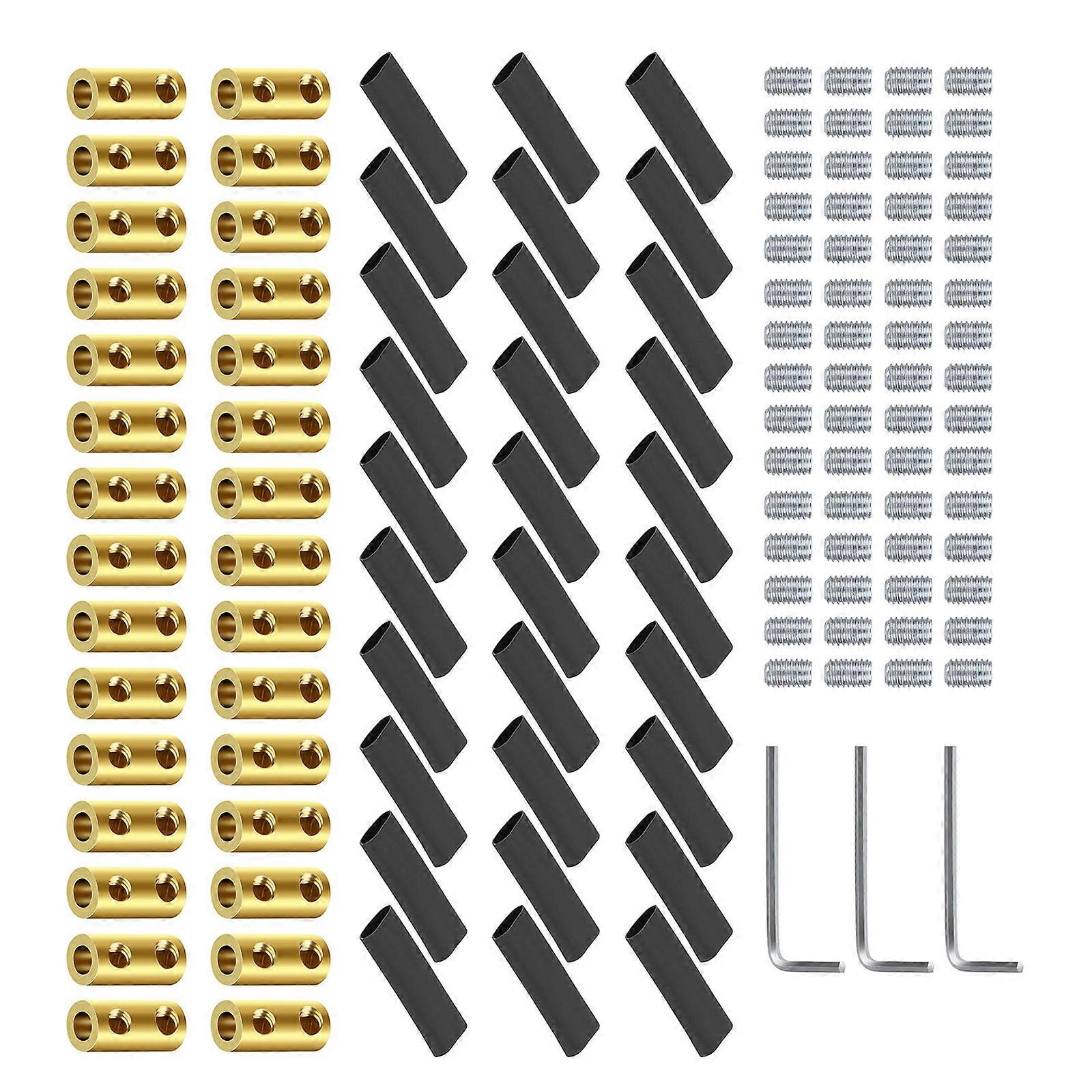 High Conductivity 10 AWG Brass Wiring Terminals 60A Electrical Connectors Set 30Pieces with Tool and Shrink Tubes Multicolor