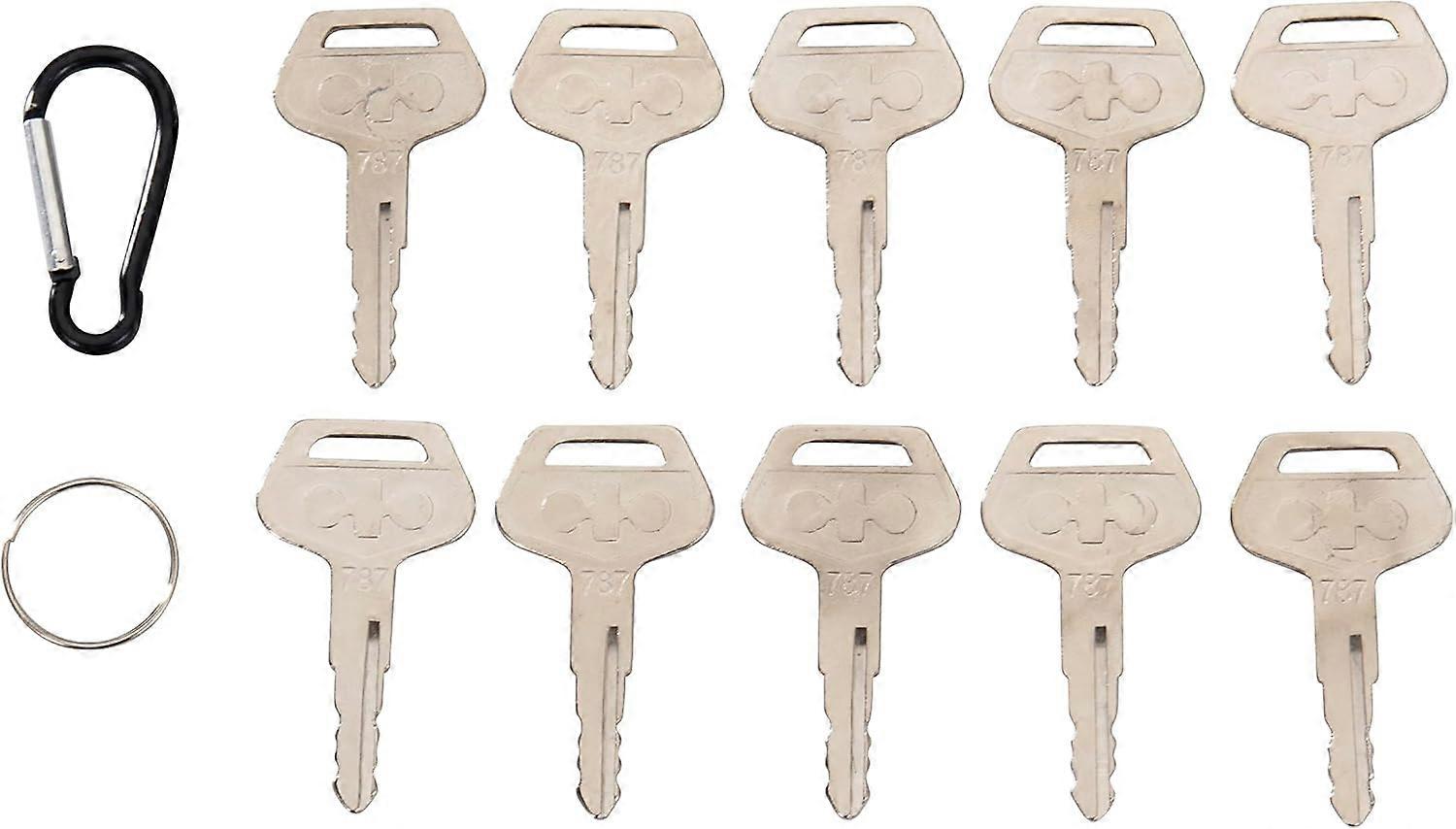 10 PCS Ignition Keys #787 with Key Chain TR261434 Compatible with Komatsu Excavator Dozer Loader Kalmar Dressta Sakai Models with Keychain