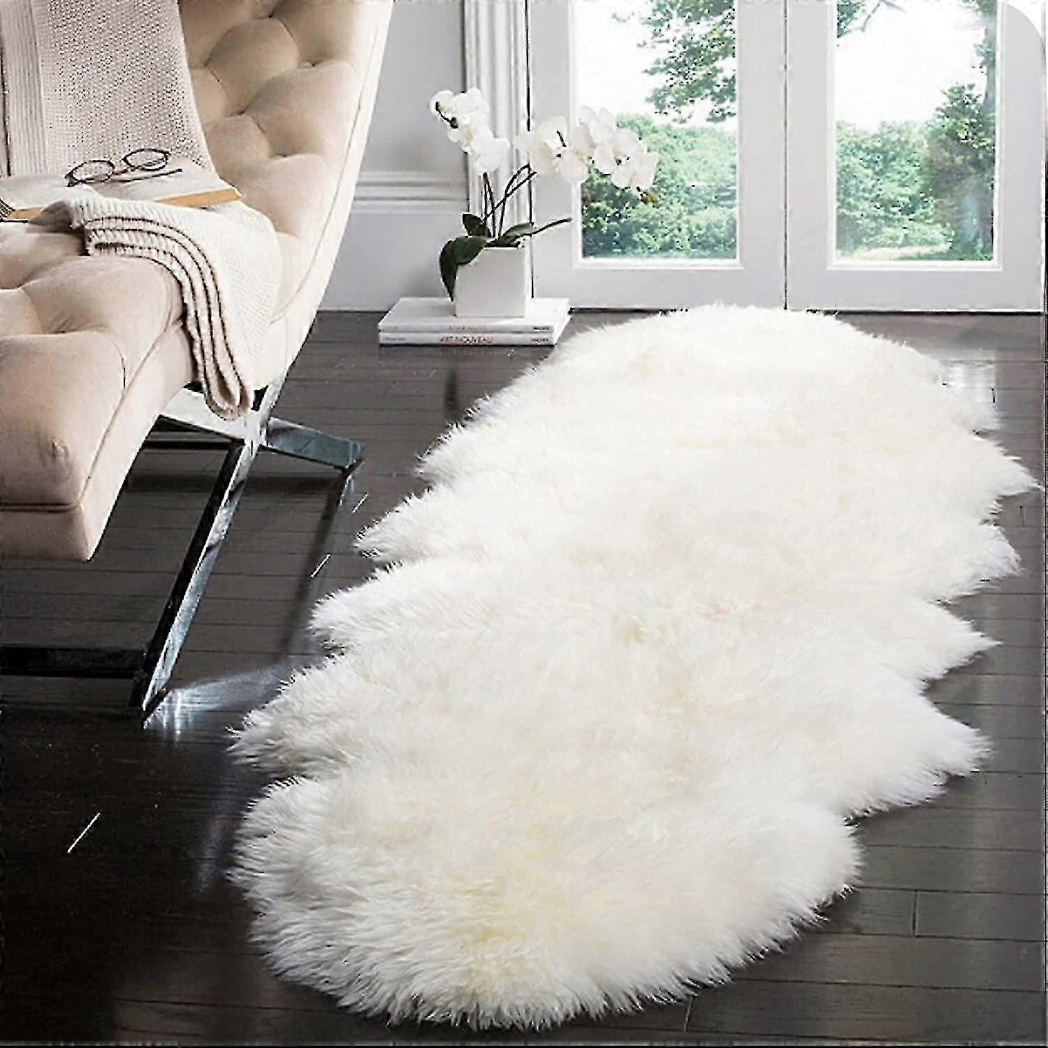 シープスキンラグフェイクファーラグフェイクフリースチェアカバーシートパッド150 x 60 cm-mxbc