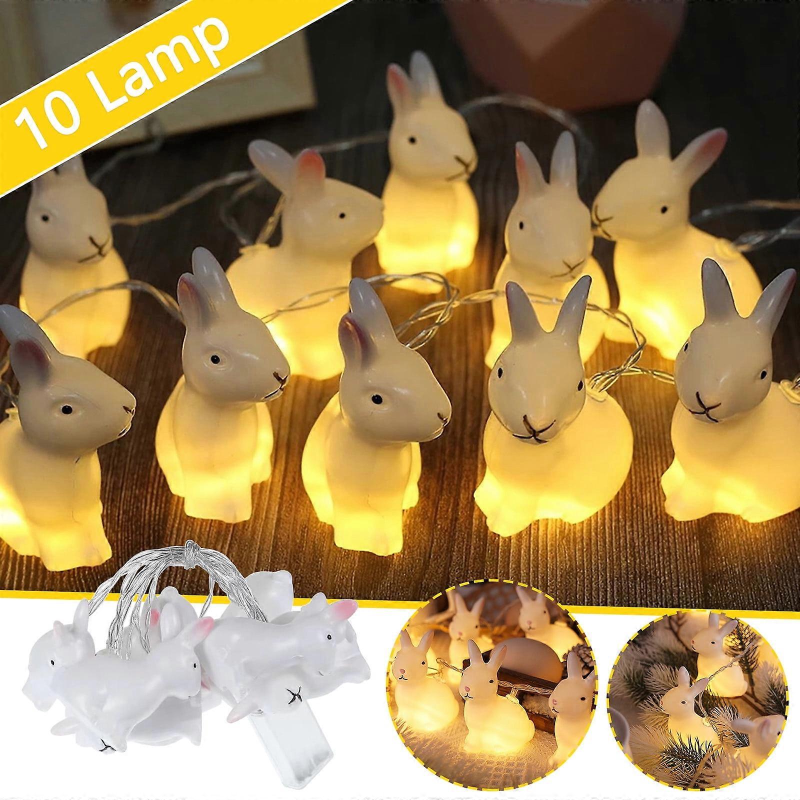 Xerdsx Easter Bunny Led Light String Broken Shell Cracked Small Lantern White Rabbit Light With String Light Easter Ornaments