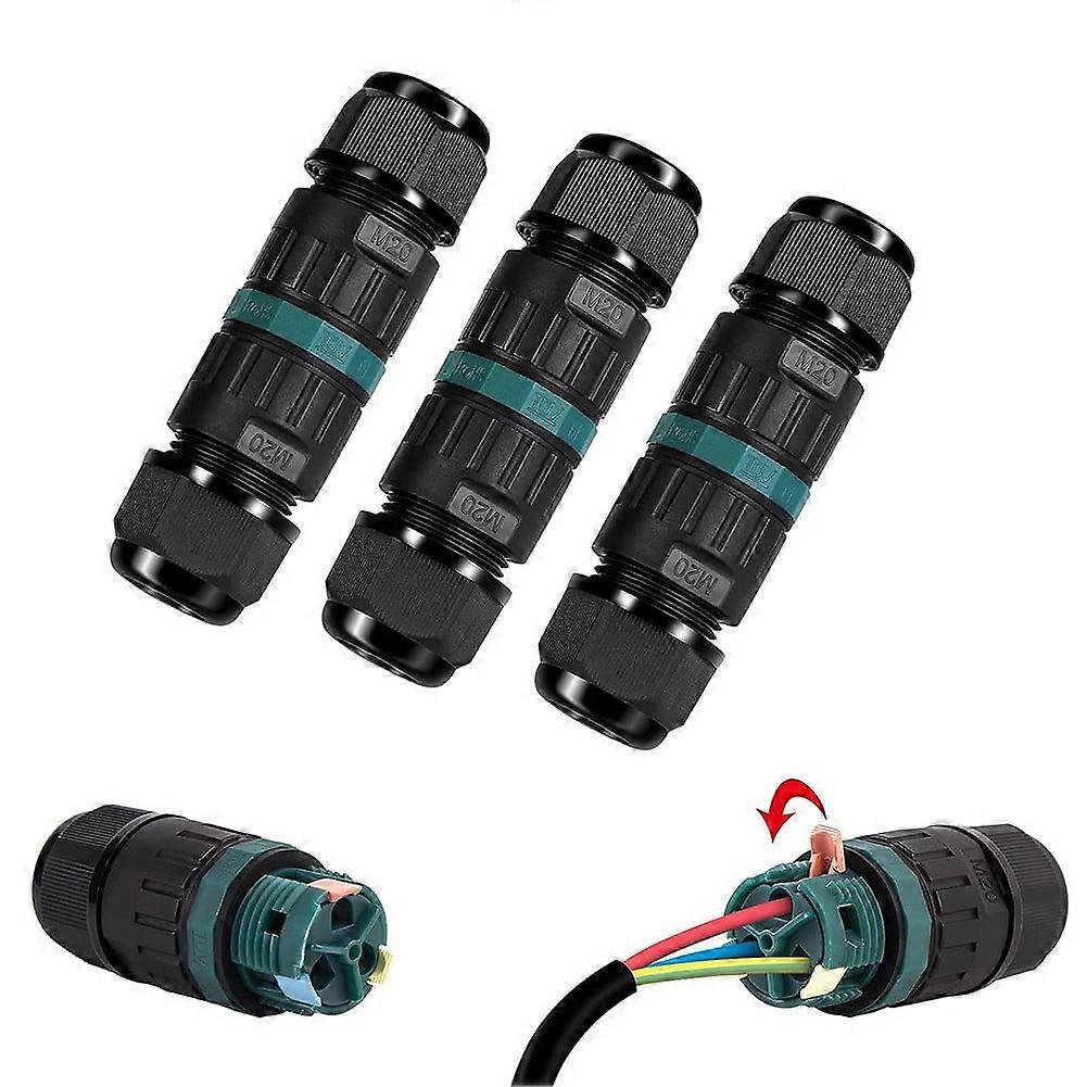 Press-type waterproof connector IP68 three-core outdoor cable waterproof