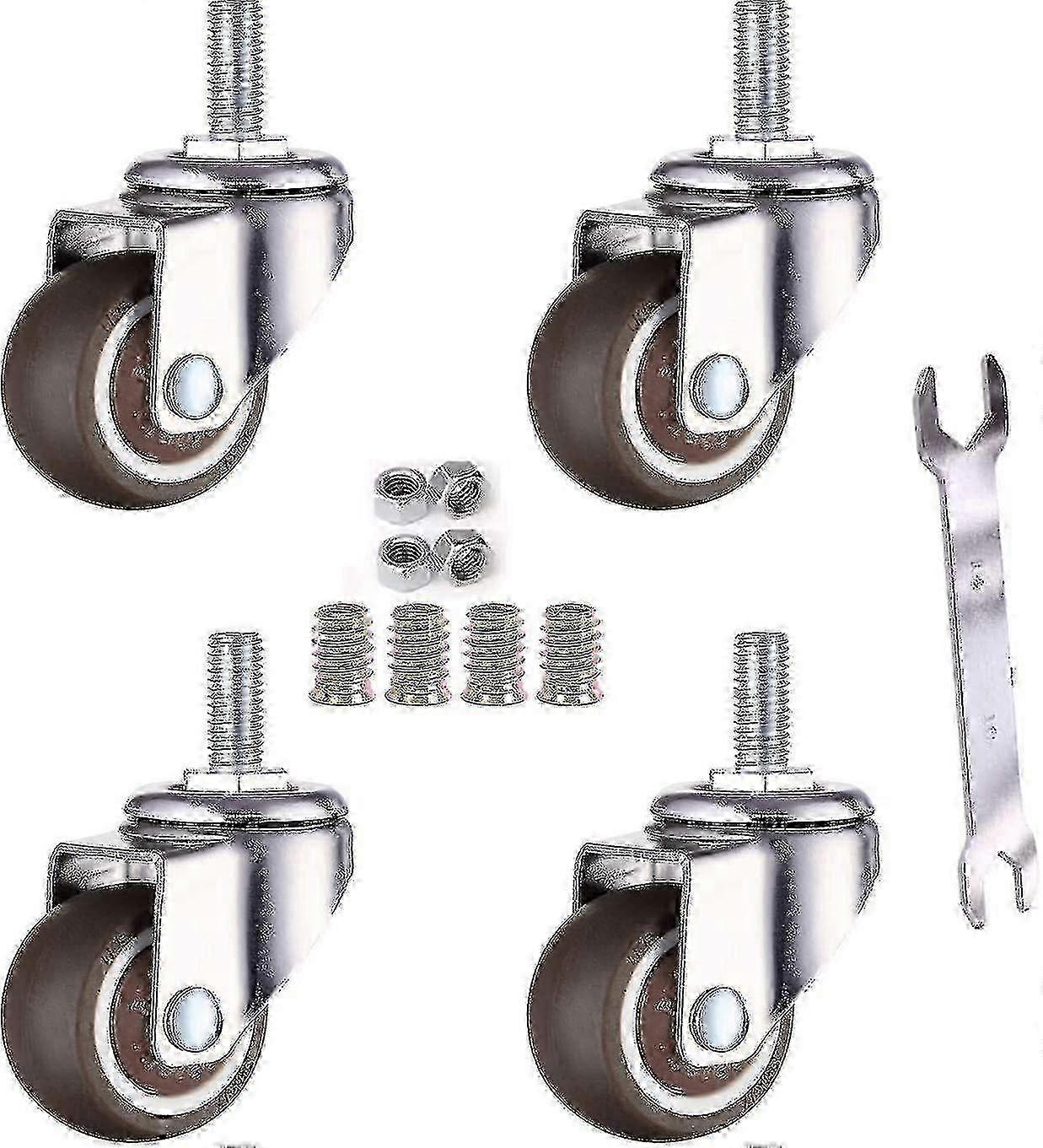 4 Pack M6 X 15mm Furniture Swivel Caster Wheels With 32mm Thread Tpe Soft Rubber 32mm Thread f54 Edition 1107