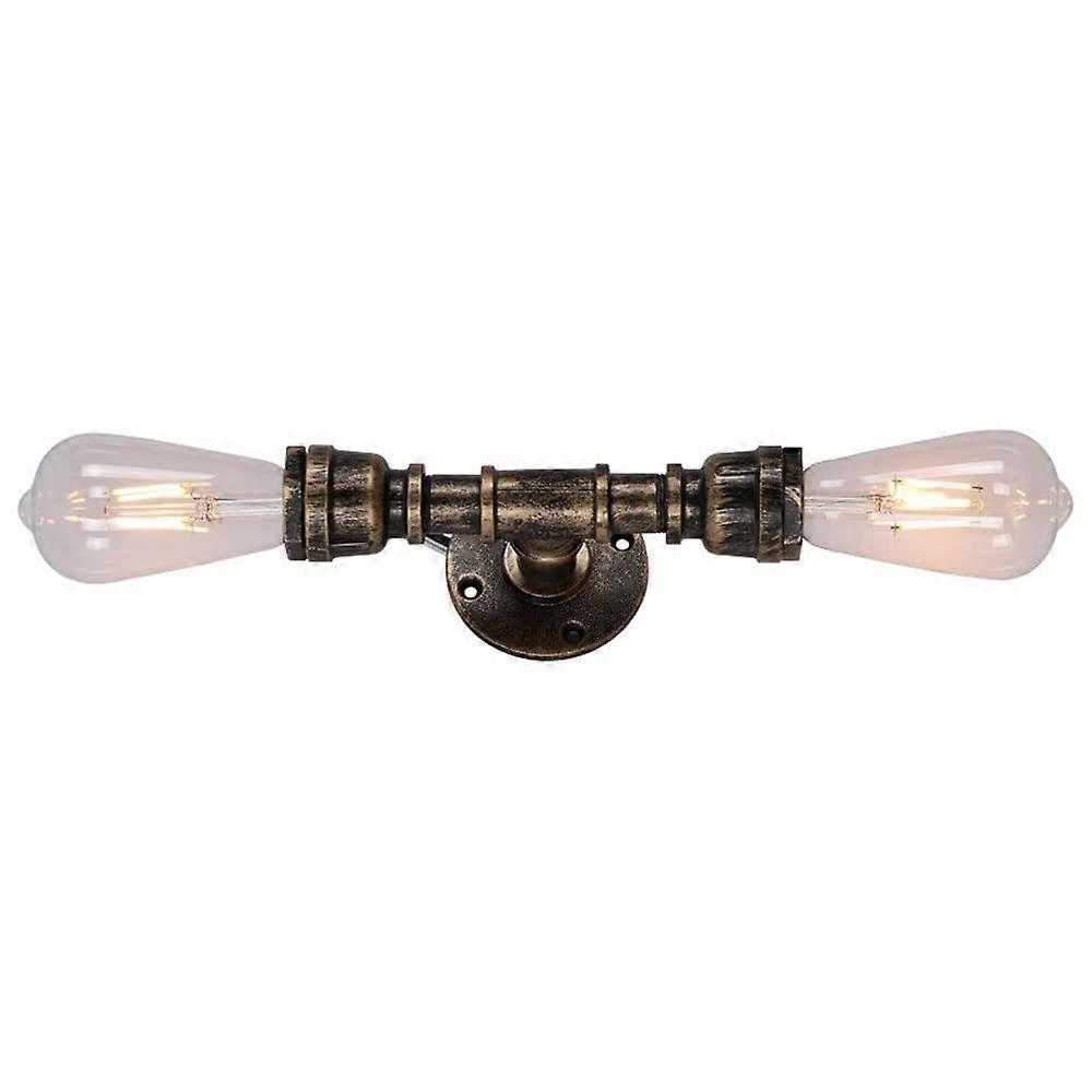 Water Pipe Wall Sconces Lamp 2 Lights Steampunk Wall Mount E27 Socket Vintage Rustic Retro Bathroom Hallway Basement