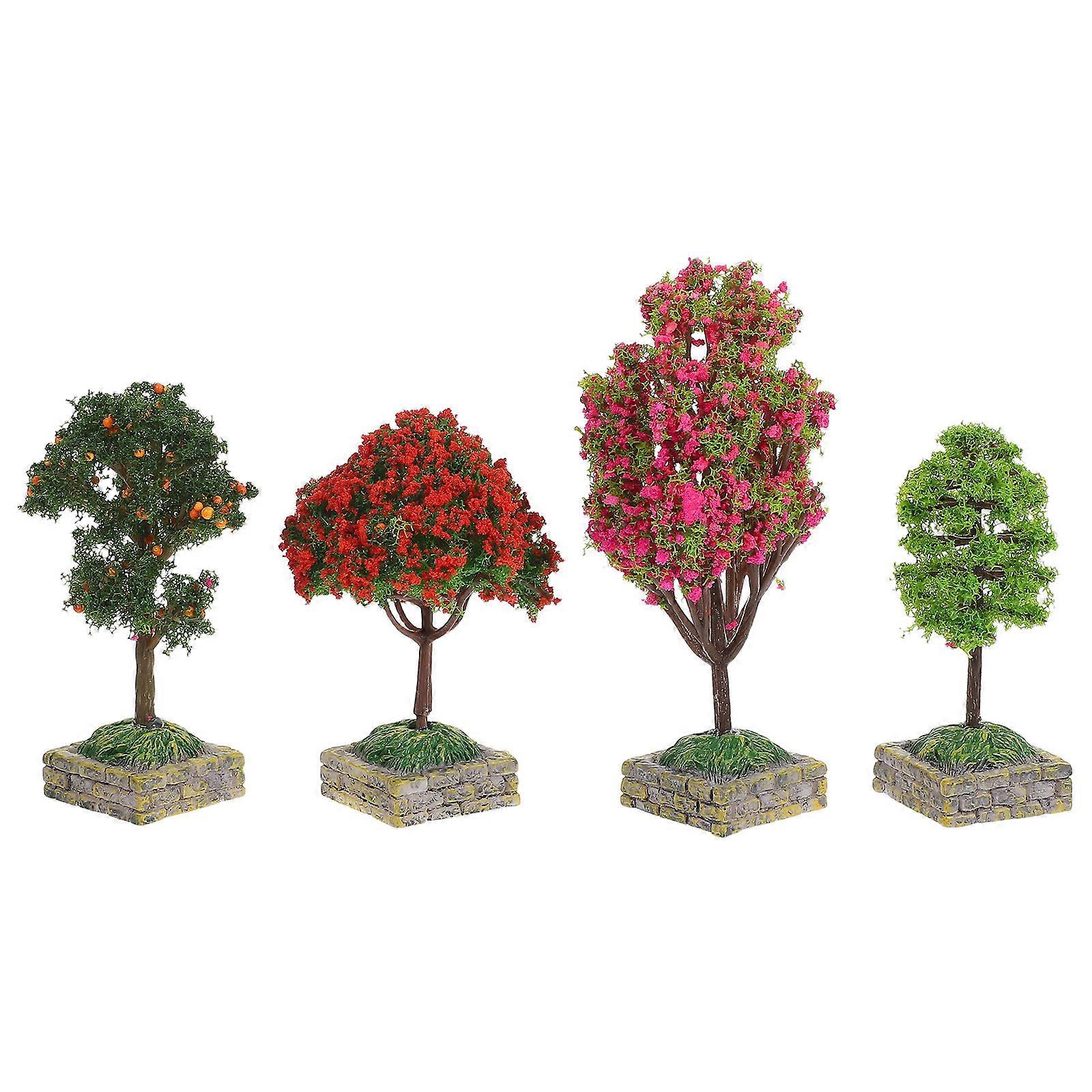 Mini Diorama Trees for Decoration Use 4Pcs Plastic Model Scenery Trees