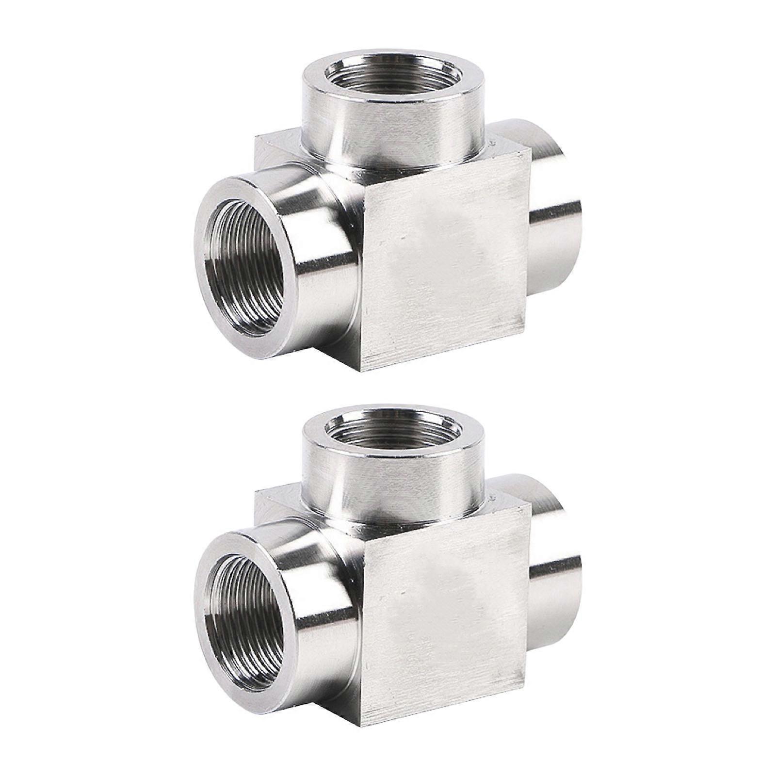 2Pcs High Pressure Pipe Fitting Adapter Stainless Steel 3 Way Hose Adapter T Joint Connector Coupler Easy to Install  Inner wire tee NPT3 