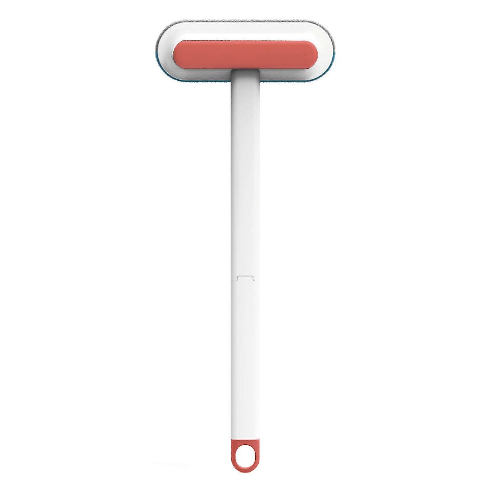 High Efficiency Window Screen Dust Brush Double Surfaces Cleaning Tool Lints Shaver with Ergonomic Comfort Long Handle  Orange and red
