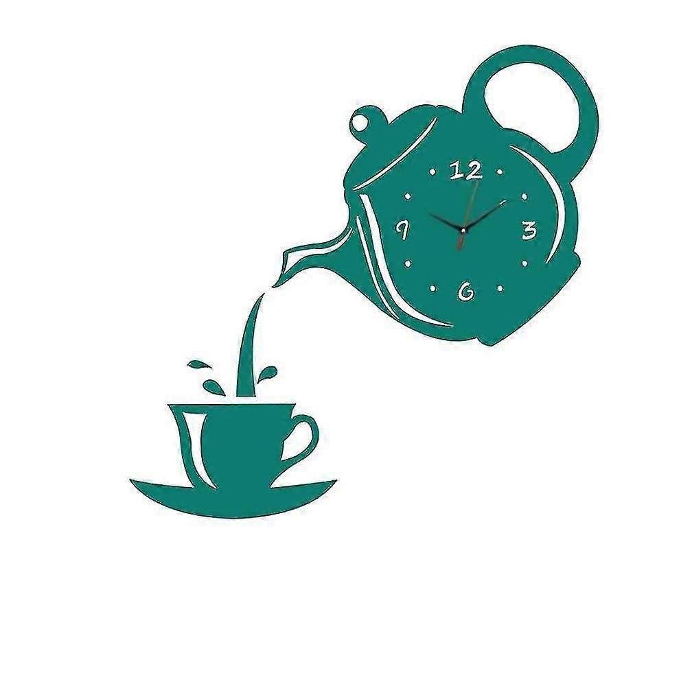 Wall Clocks Creative Diy Acrylic Coffee Cup Teapot 3d Wall Clock Decorative