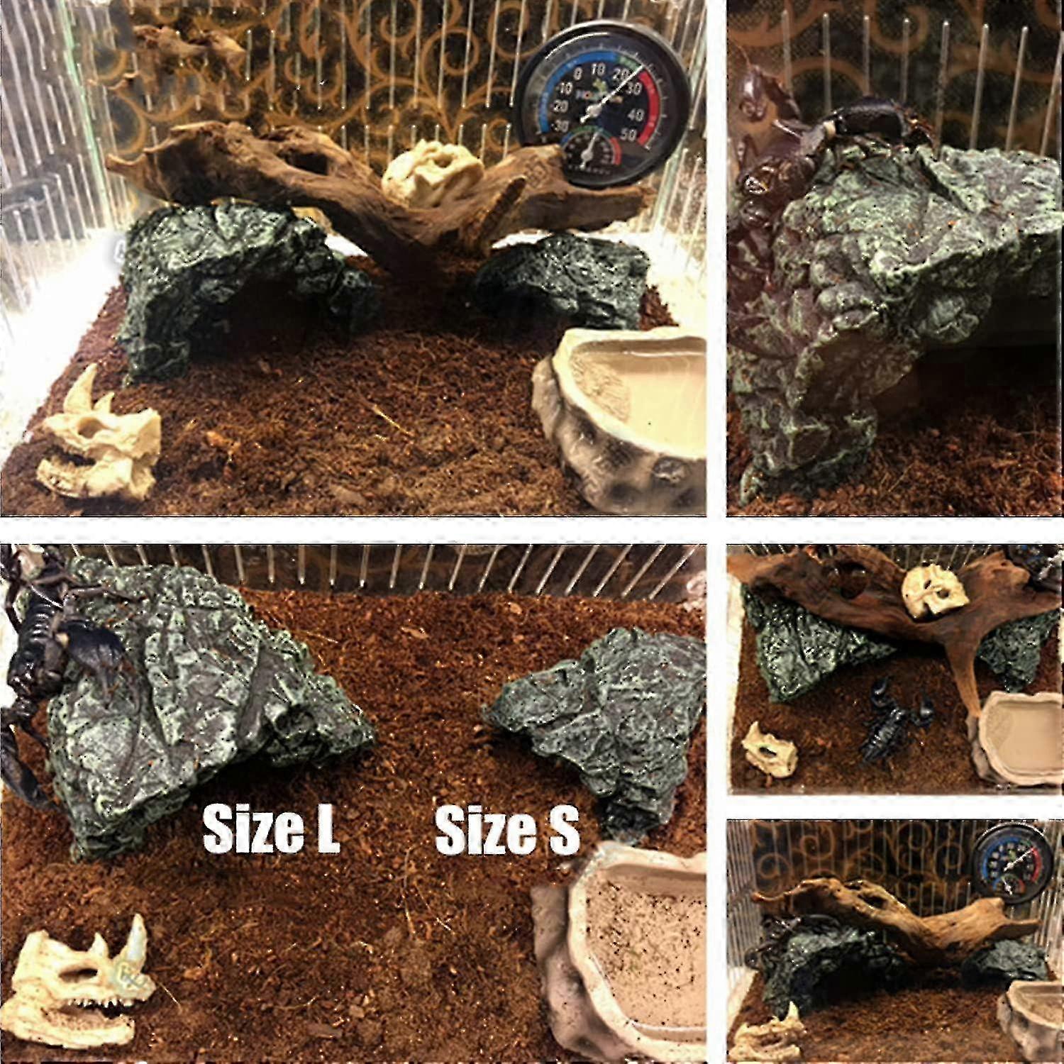Naturalistic Reptile Shelter Various Size, Crawling And Hiding, Safe And Secure Burrow For Infants And Adults, Enhances Aquarium Decor With Realistic
