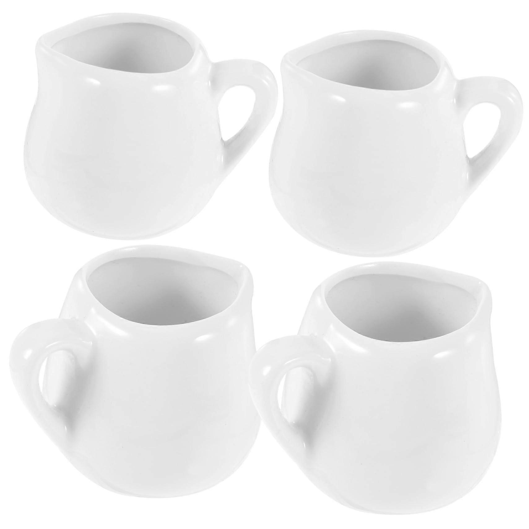 Ceramic Spice Jars Set of 4 with Handle, Small Milk Creamer Pitchers for Kitchen Sauce and Frothing