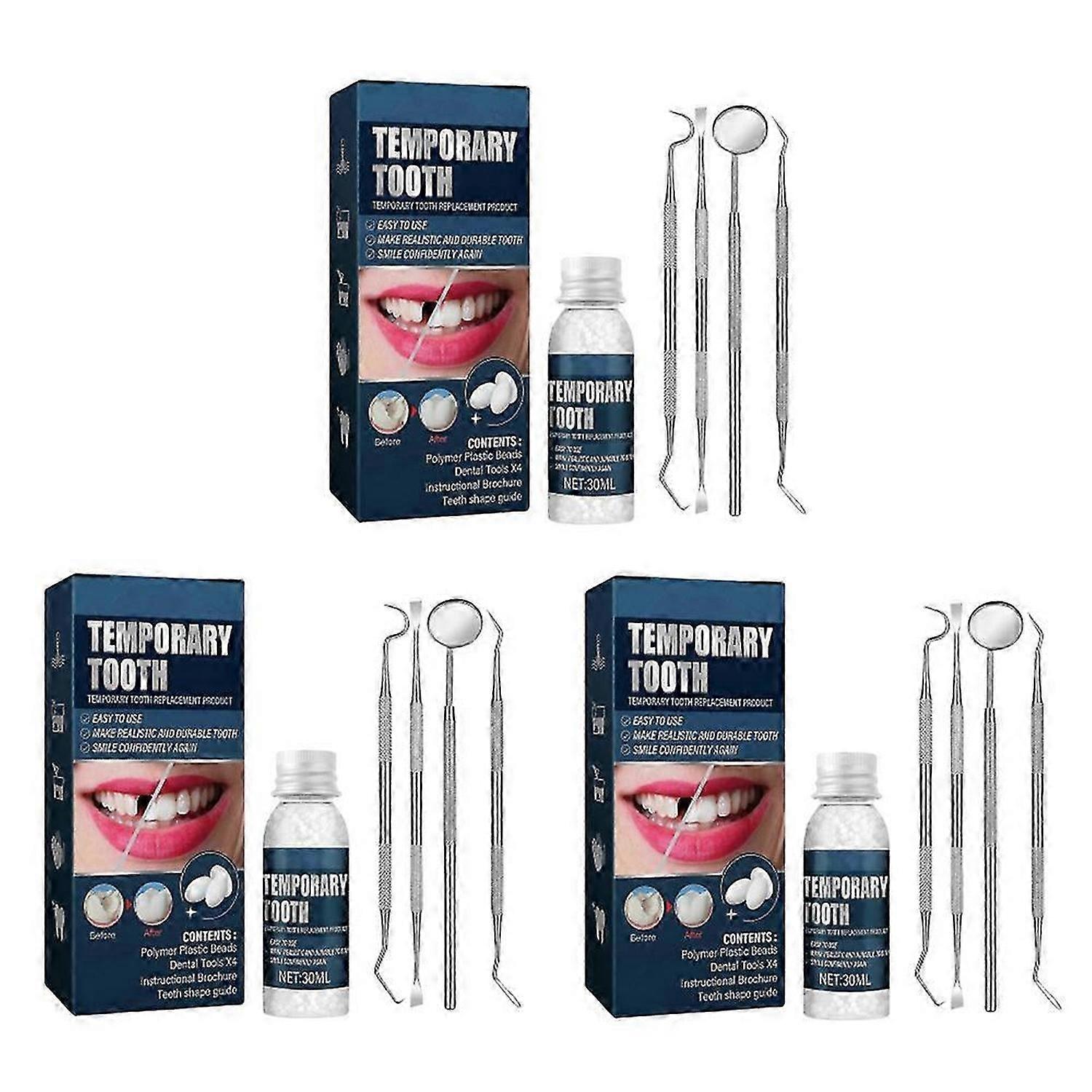 1-3X Tooth Repair Kit, Temporary Teeth Filling Repair Kit, Fixing The Missing And Broken Tooth Replacements Restore Your Smile