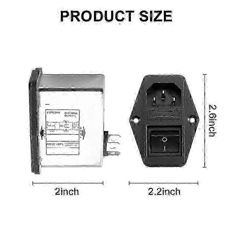 Solder Lug Terminals IEC 320 C14 Filter + Boat Switch + Fuse HolderSilver Tone Black szrh