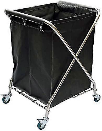 Laundry Trolley Cart on Wheels with Folding Basket and Handle for Hotel Linen or Home Use, Brown