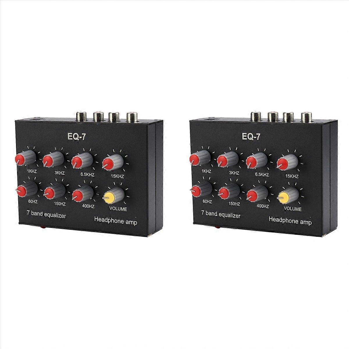 2X EQ-7 Car Audio Headset Amplifier 7-Band EQ Equalizer 2 Channel Digital Sound Equalizer