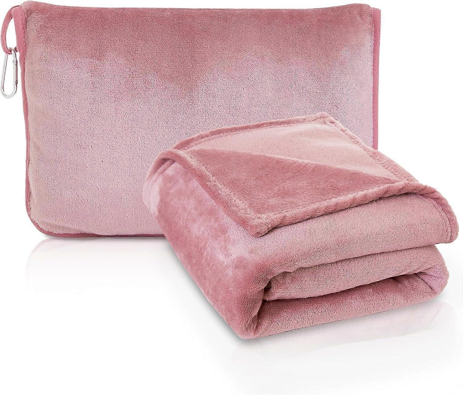 Portable Traveling-Rug Soft Flannel Aircraft Blanket Foldable 2-in-1 Travel Pillow and Blanket