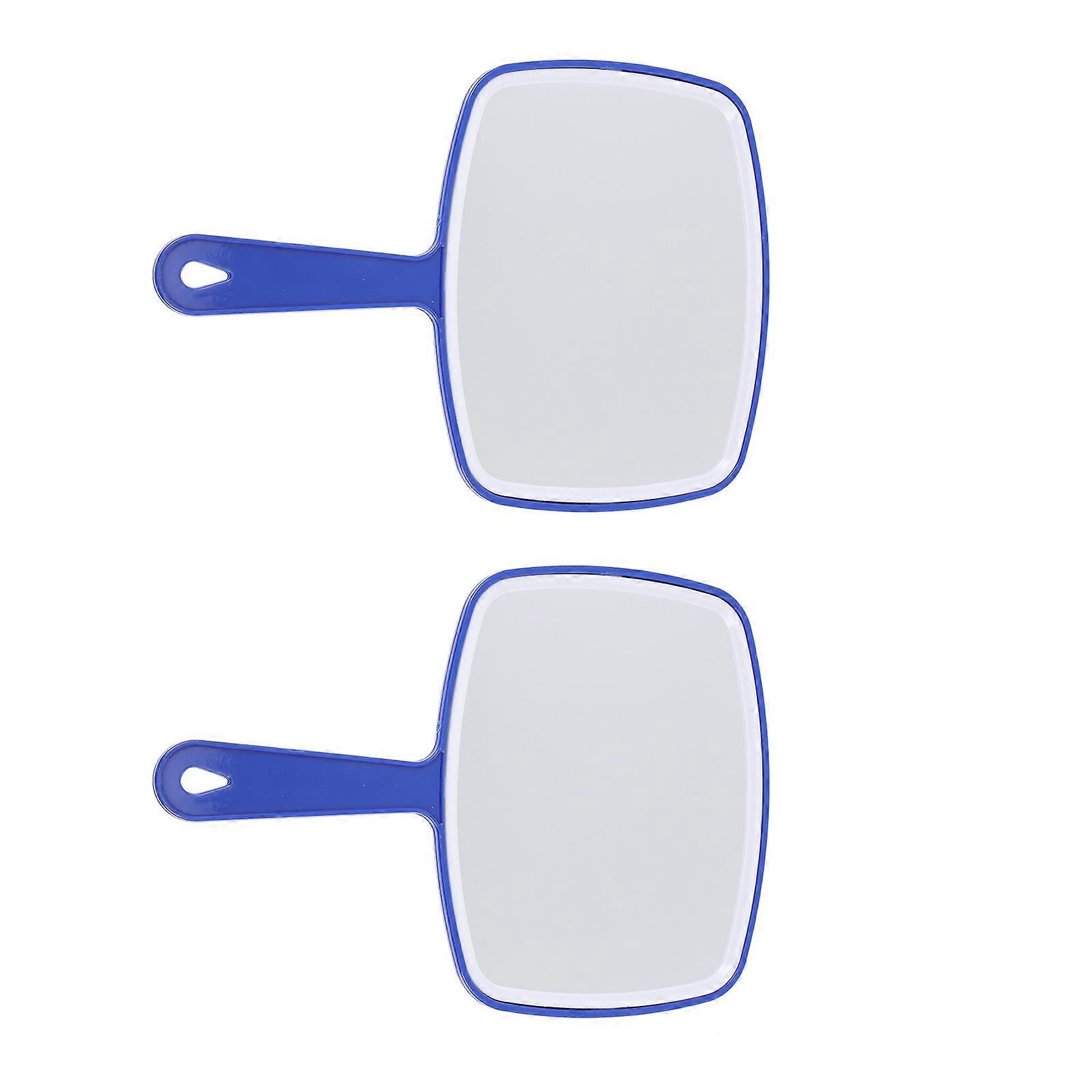 Makeup Mirror Plastic Handle Handheld Makeup Mirror for Home 2Pcs Blue