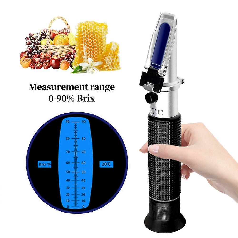 0-90% Brix Refractometer Handheld Sugar Content Fruit Juice Liquids Tester Accuracy Brix Instrument with Retail Box