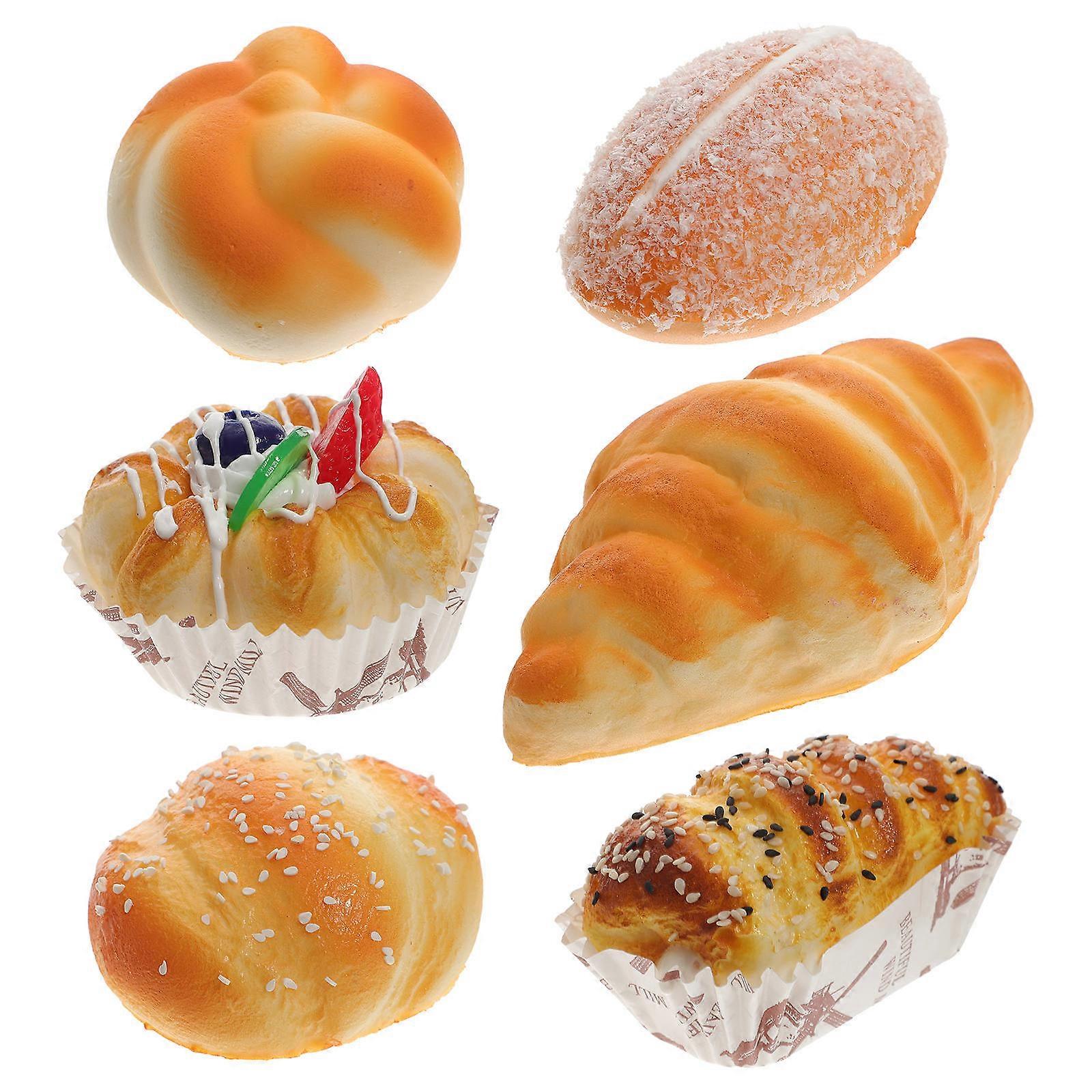 Artificial Bread Prop Fake Bread Model for Photography 6Pcs Assorted Colors