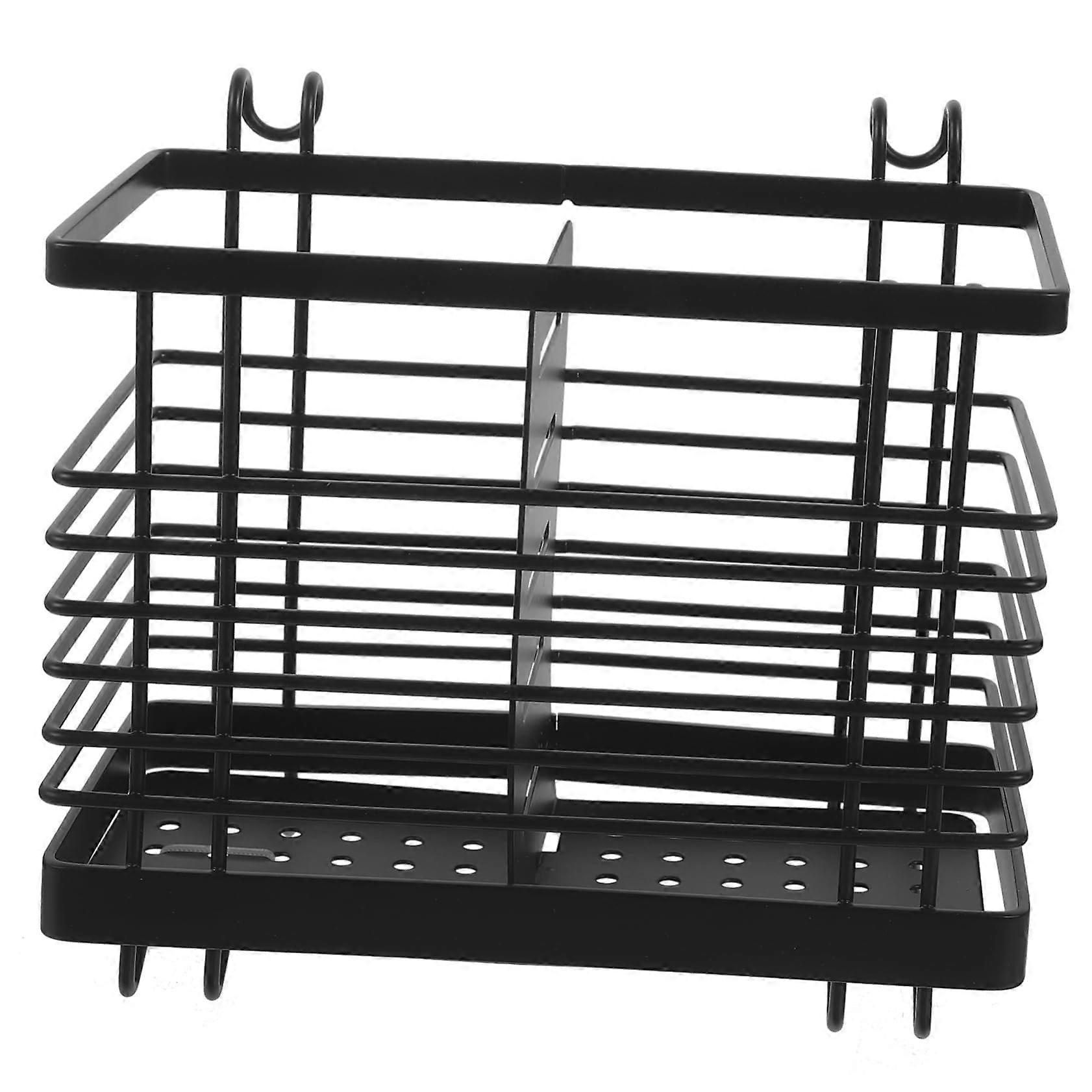 Kitchen Utensil Holder and Cutlery Organizer, 2 in 1 Iron Chopstick Drying Rack with Drainage Base