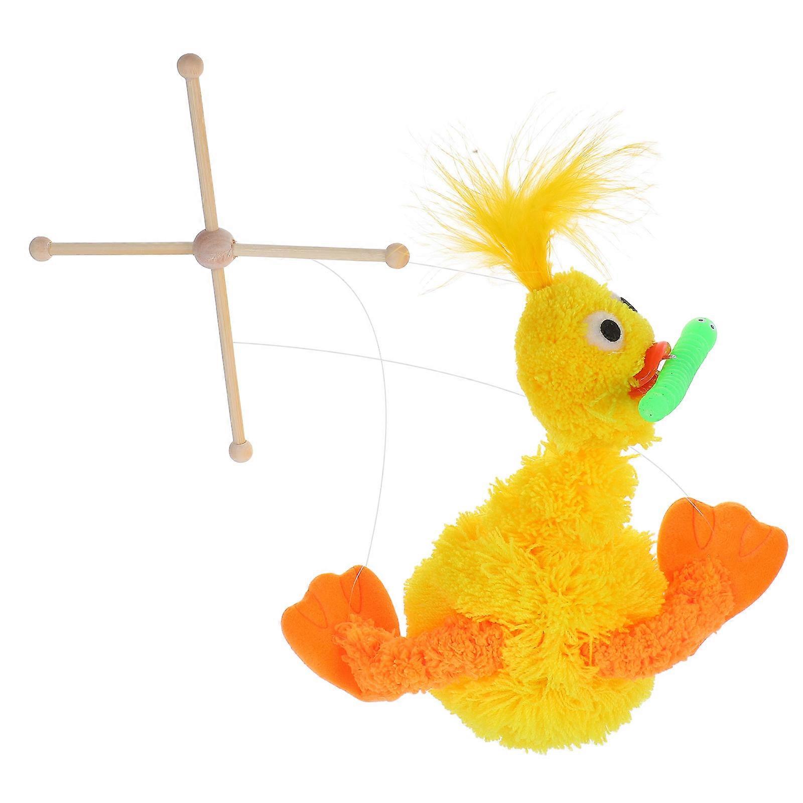 Pull String Yellow Duck Plush Marionette Puppet for Interactive Play