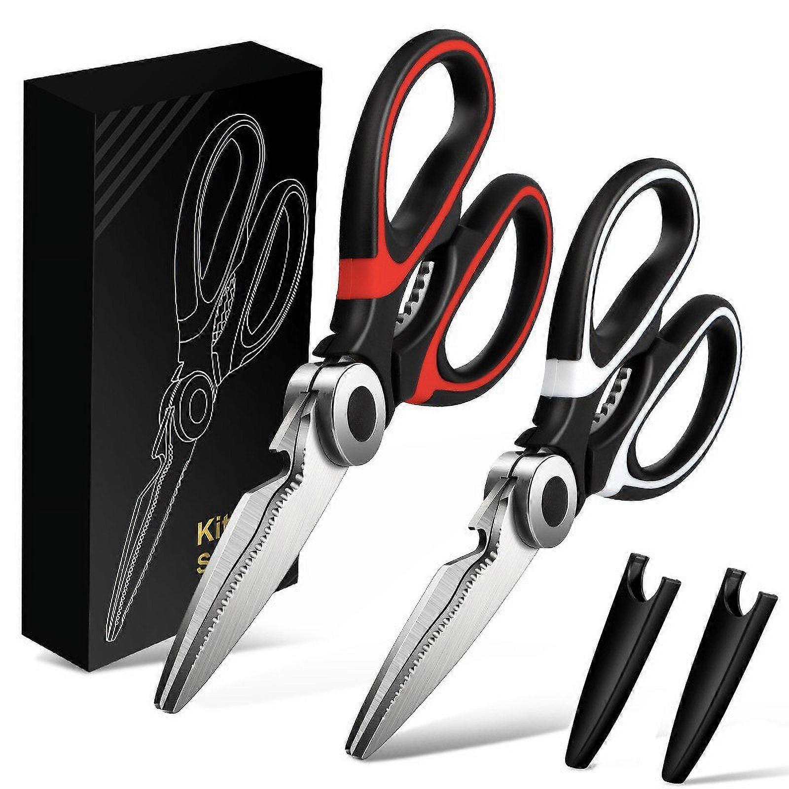 KQJQS 2PCS Kitchen Scissors Set, compatible with Sharp Stainless Steel, Heavy-Duty & Versatile for Kitchen Essentials