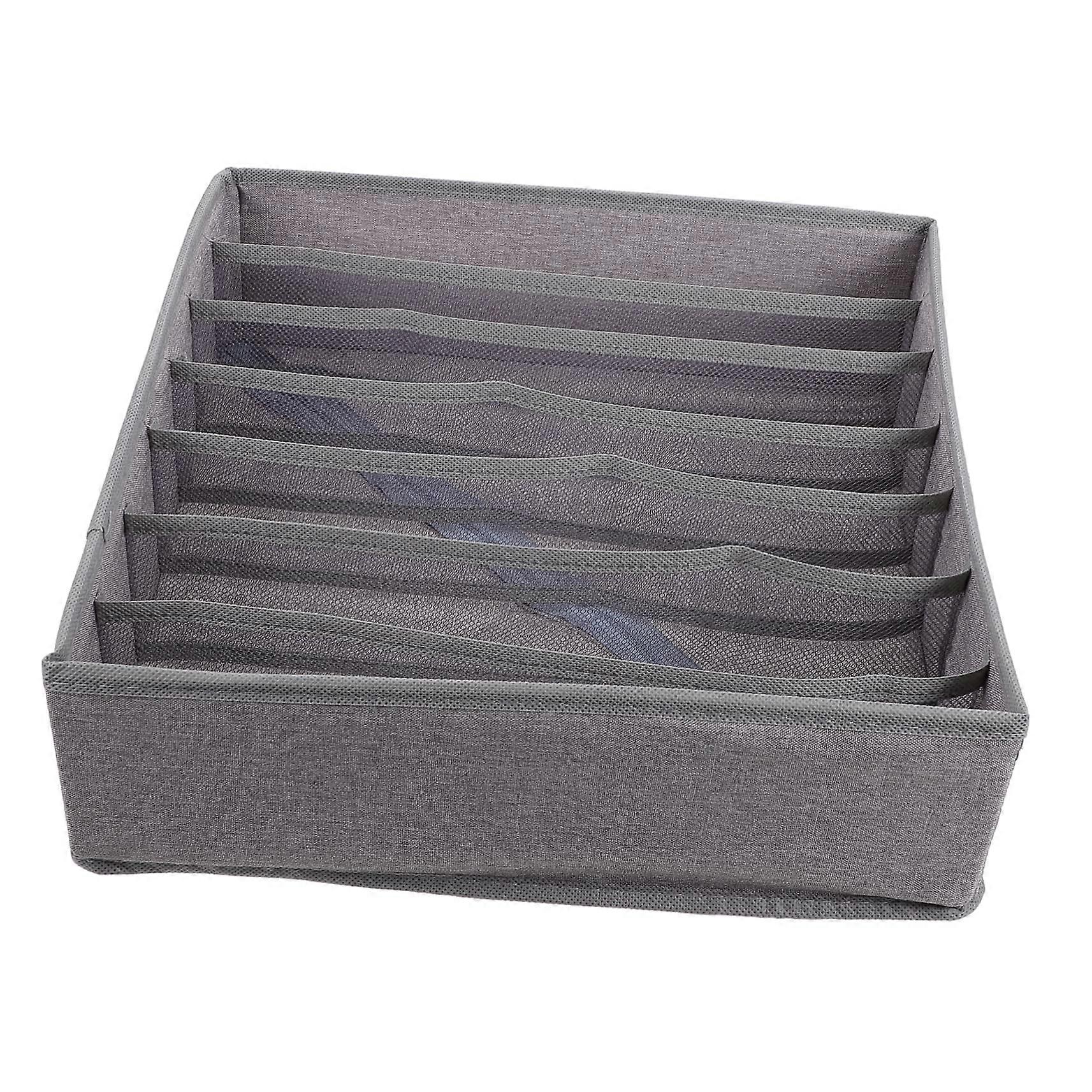 Foldable Sock and Underwear Drawer Organizer Box with Elastic Mesh for Closet and Cabinet Storage Light Gray