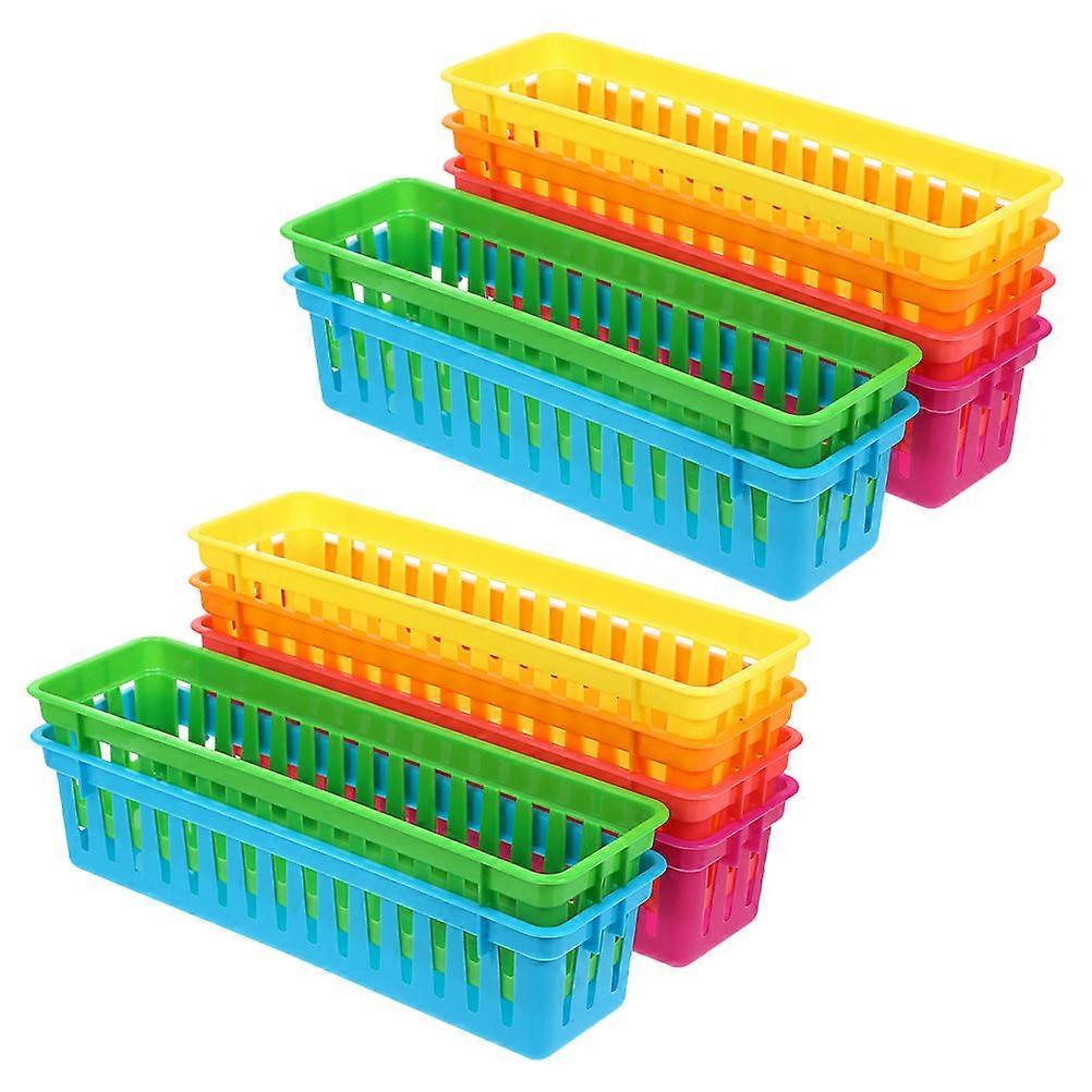 12pcs Colorful Plastic Pencil Baskets for Classroom Storage Desk Organization Multifunctional
