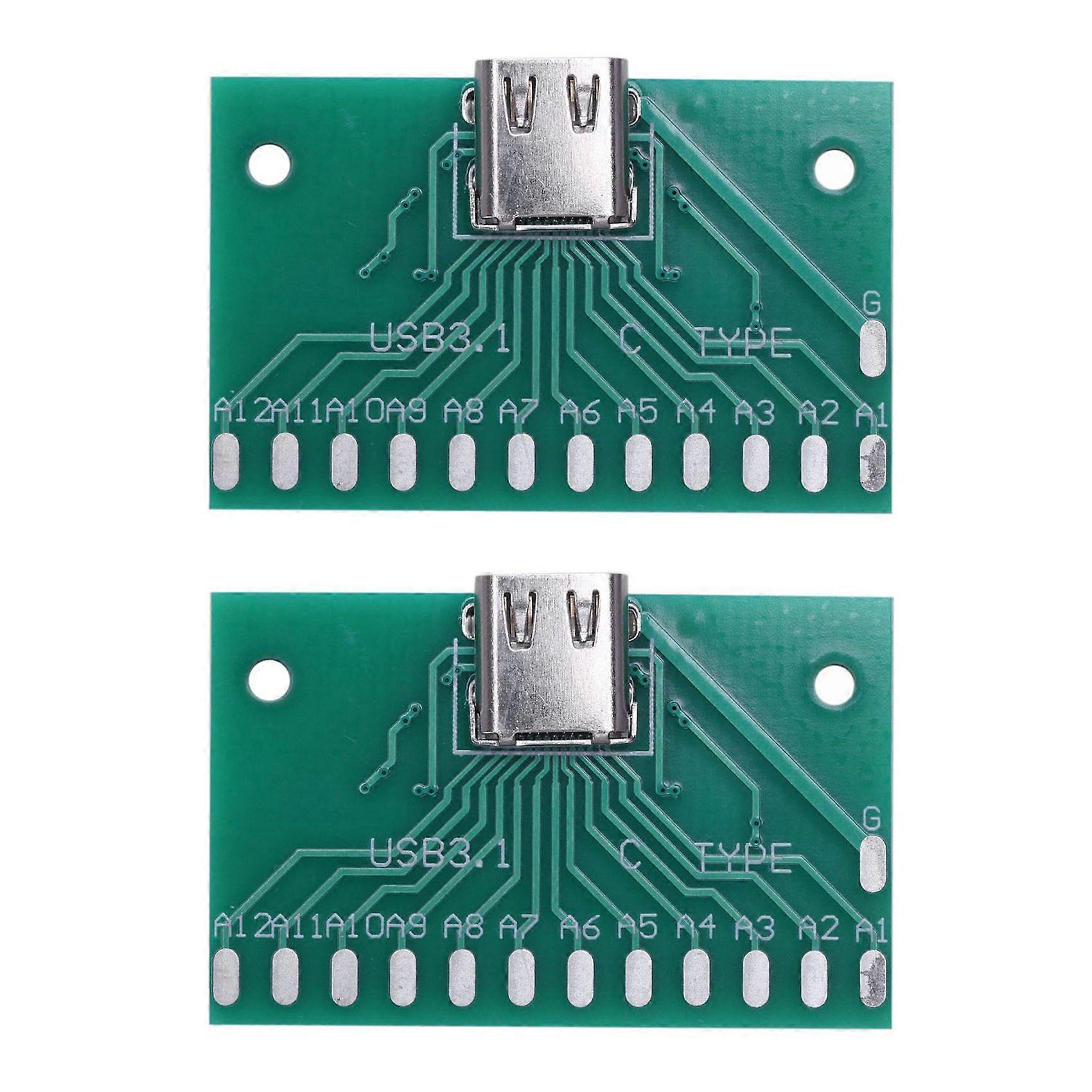 2X Diy 24Pin USB-C USB 3.1 Type C Female Socket Connector Smt Type with Pc Board