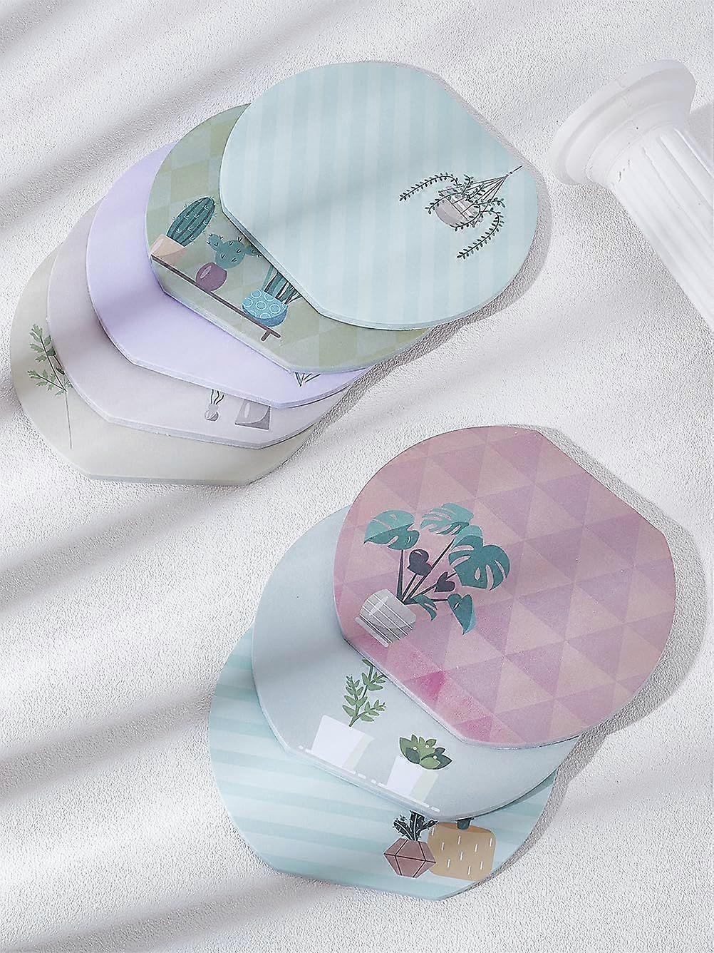 8Pcs Plant Pattern Paper Sticky Notes Mixed Color Sticker Tabs Post Stickies Super Sticking Power Memo Pads for Office School Home Meeting Reading Not