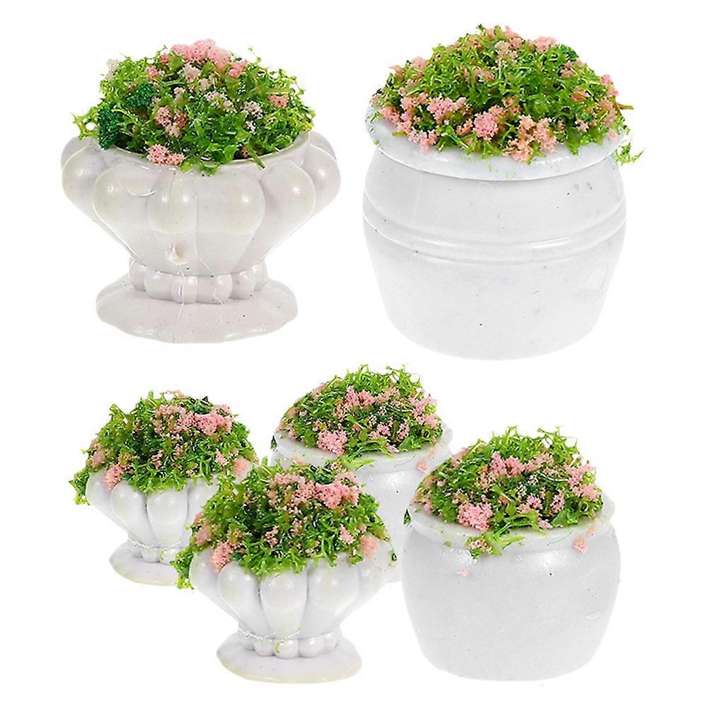 Mini Dollhouse Plant Bonsai for Decoration 6Pcs Artificial Tiny Assorted Color