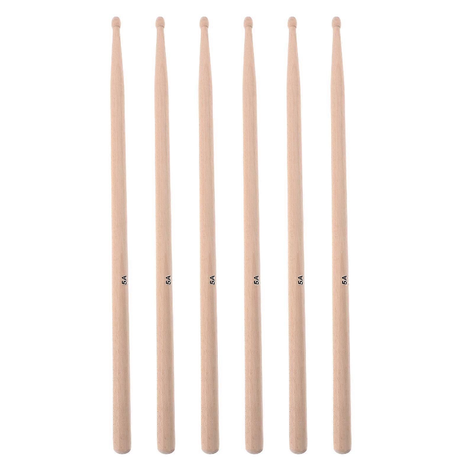 5A Maple Drumsticks for Practice and Performance 3Pairs Wooden Drumsticks