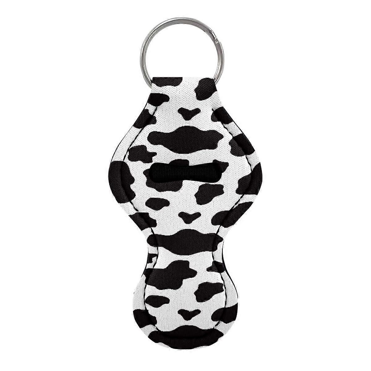 Keychain Holder for Chapstick with Clip, Neoprene Lip Balm Holder for Purse, Cow Spot Pattern