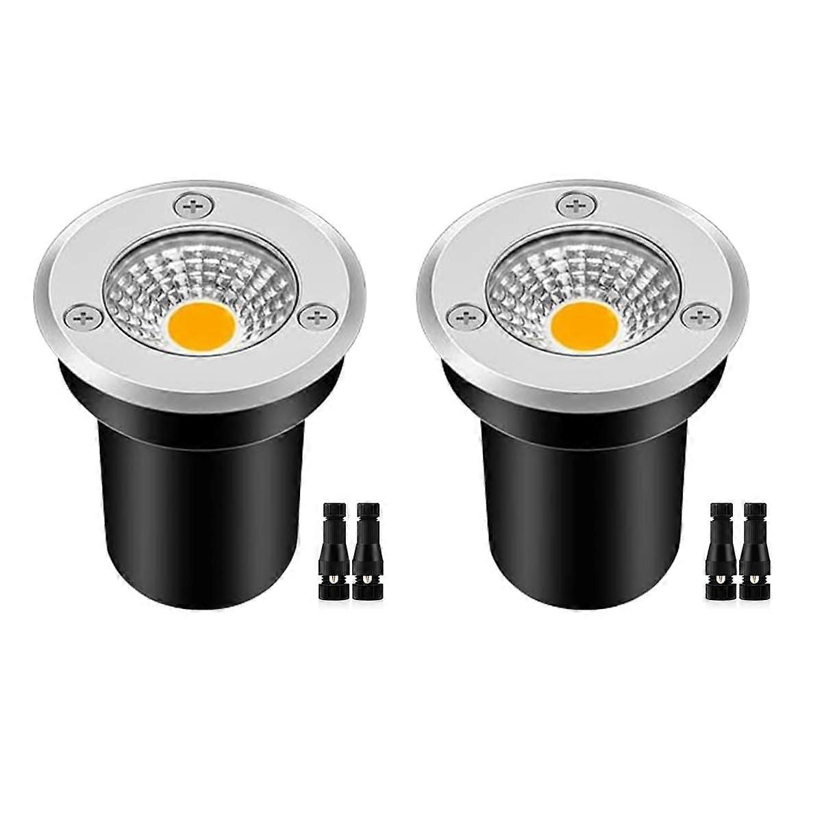 Low Voltage Landscape Lights 12V LED InGround Pathway Deck Step Lighting IP67 Waterproof Warm White 2 Pack