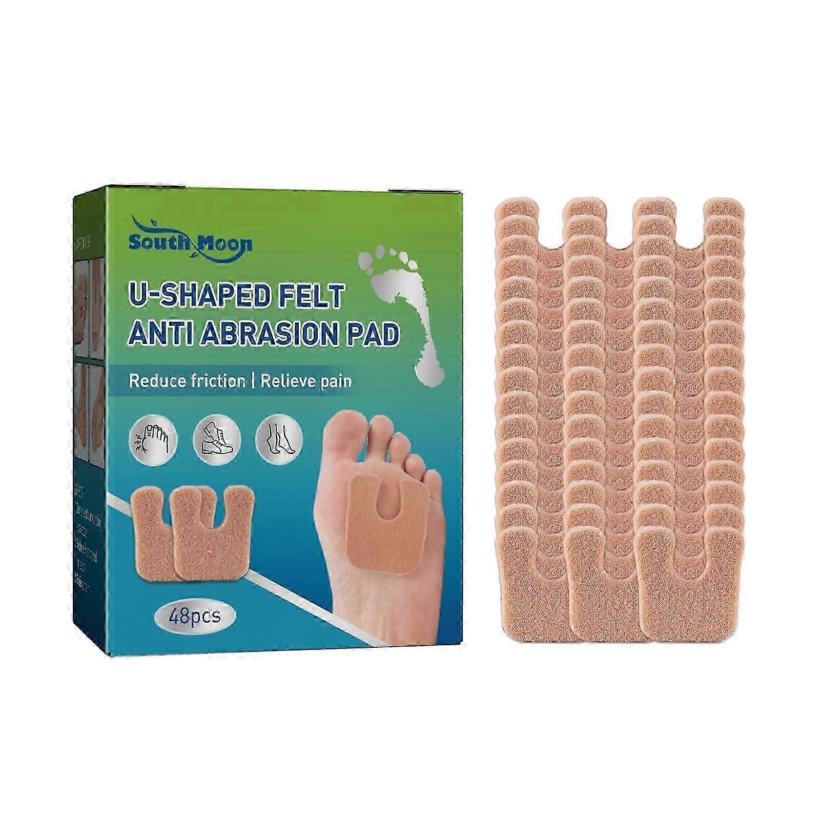 U-Shaped Felt Anti Friction Pads - Relieve Foot Pain, Prevent Blisters & Toe Injuries, Easy to Use, 48pcs for Comfortable Walking & Foot Protection