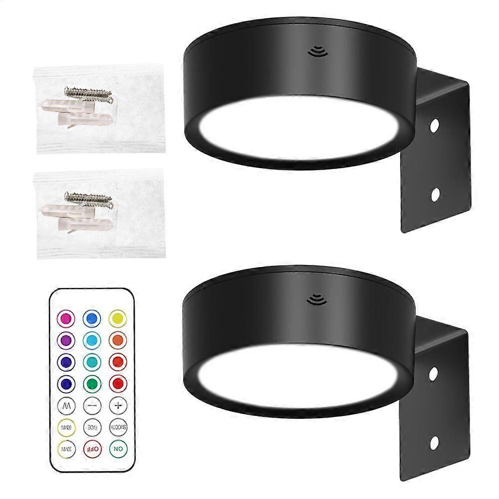 2pcs LED Wall Sconces Lights 13-Color RGB Dimmable Painting Art Display Lights Magnetic Spotlight Battery Operated Picture Lamp