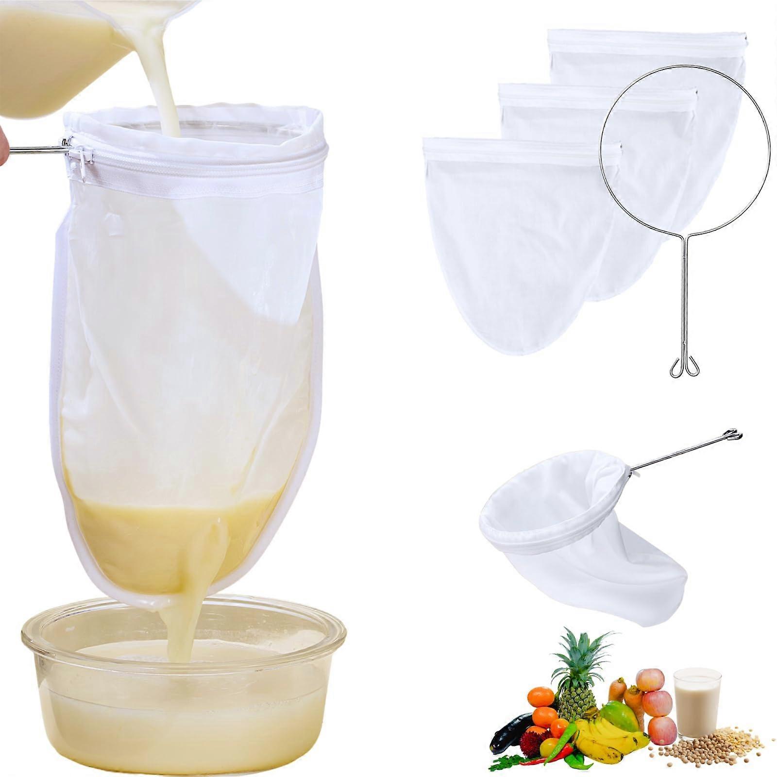 Nut Milk Strainer Bag with Handle, Ultra Fine Mesh Reusable Cheesecloth for Coffee, Juice, Cheese, Tea
