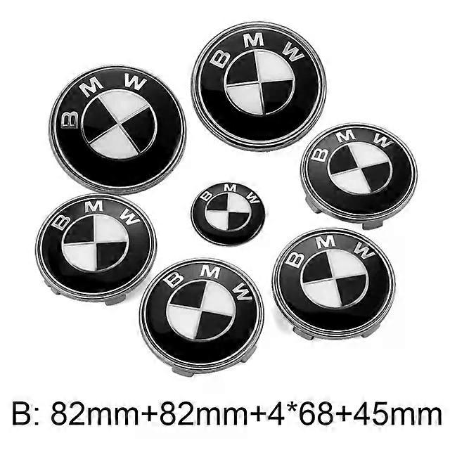 -7pcs Car Front Emblem Rear Badge Wheel Hub Cap Sticker for E46 E90 E60 F10 F11 F20 F30 F34 F01 G20 G21 G31 G38 G60 X1 X3 X5 X7/