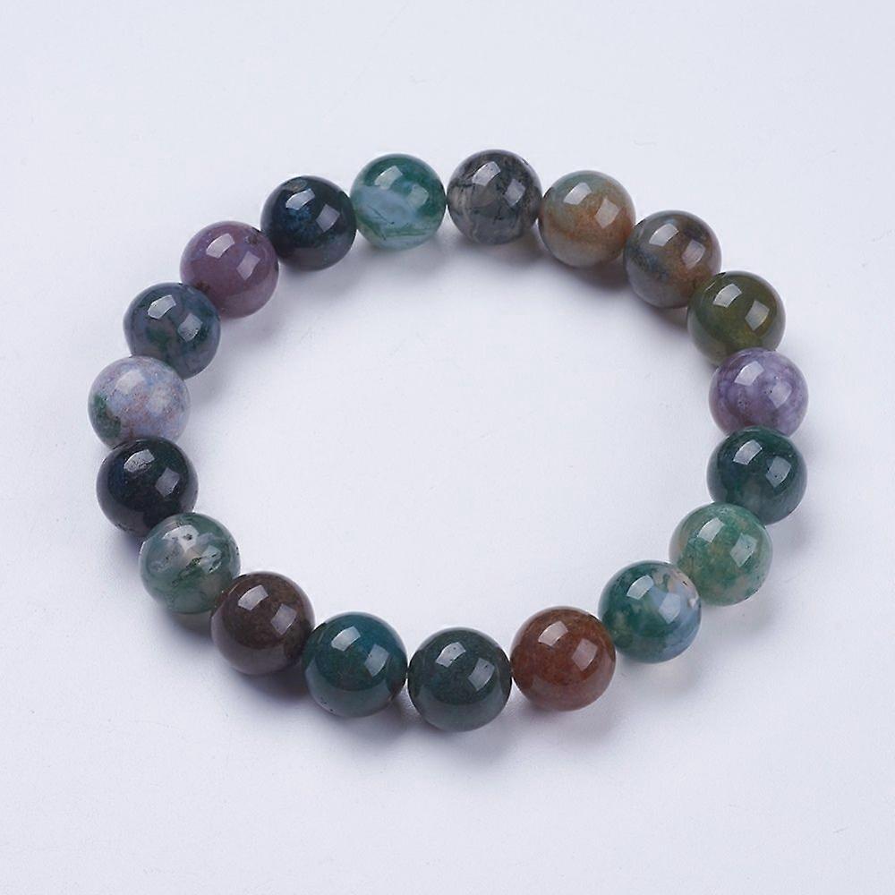 Natural Indian Agate Beaded Stretch Bracelets Round 2-1/8 inch(53mm)