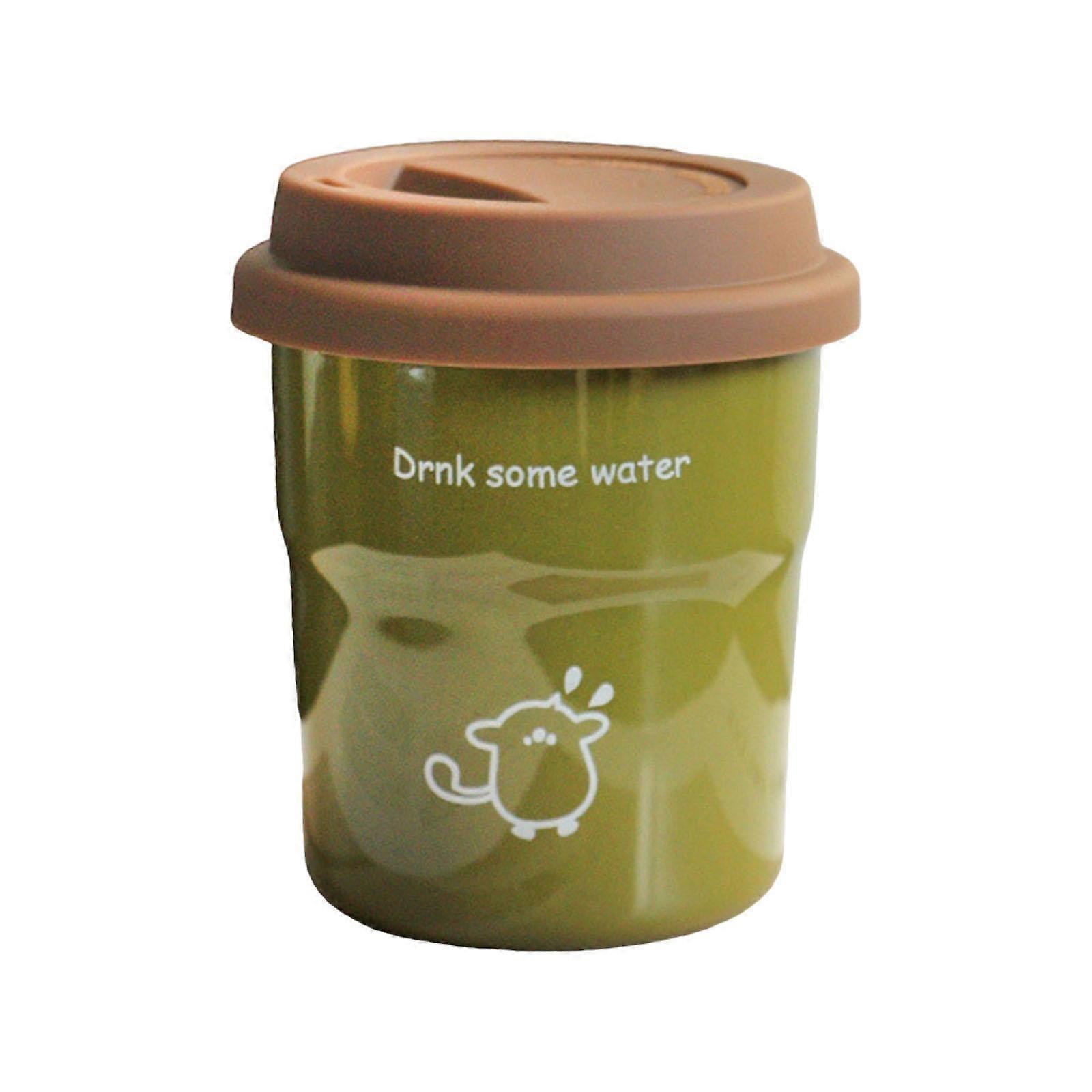 Ceramic Coffee Cup with Silicone Lid Multifunction Portable Cute Minimalist