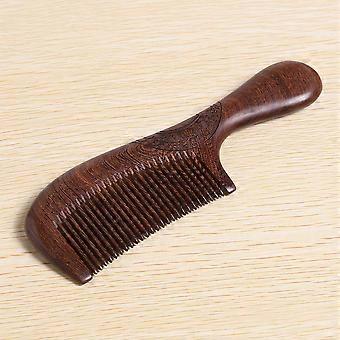 6X Unisex Sandelholzkamm Frauen Männer Home Travel Holz antistatischer feinzahniger Kamm Holzgriffe Haarkamm
