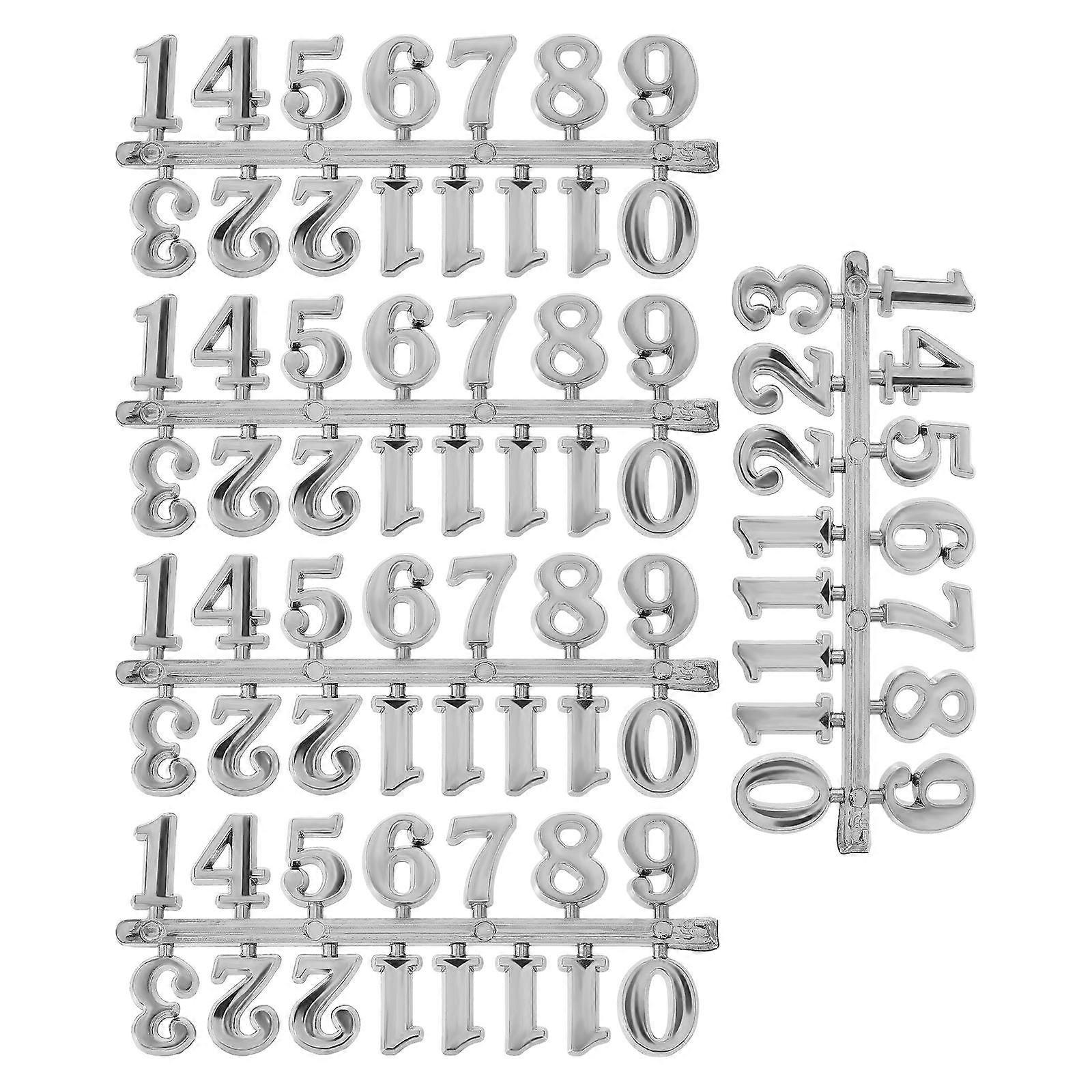 Clock Numbers Kit 5 Sets DIY Decoration Home Decoration Rectangular Silver Plastic