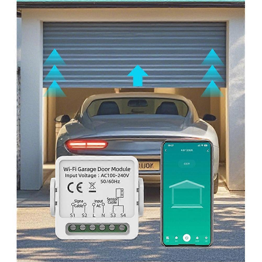 Mini Tuya WiFi Smart Garage Door Controller Universal Electric Door Wireless Switch Assembly APP/Voice Remote Control