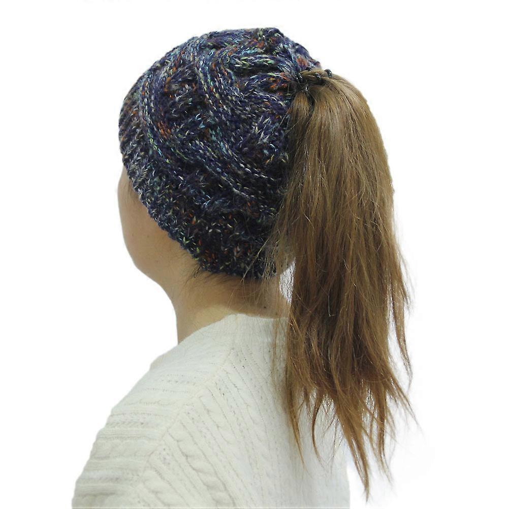 Knitting Wool Hat for Wear 1Pcs Warm Navy Woolen Ponytail Hat