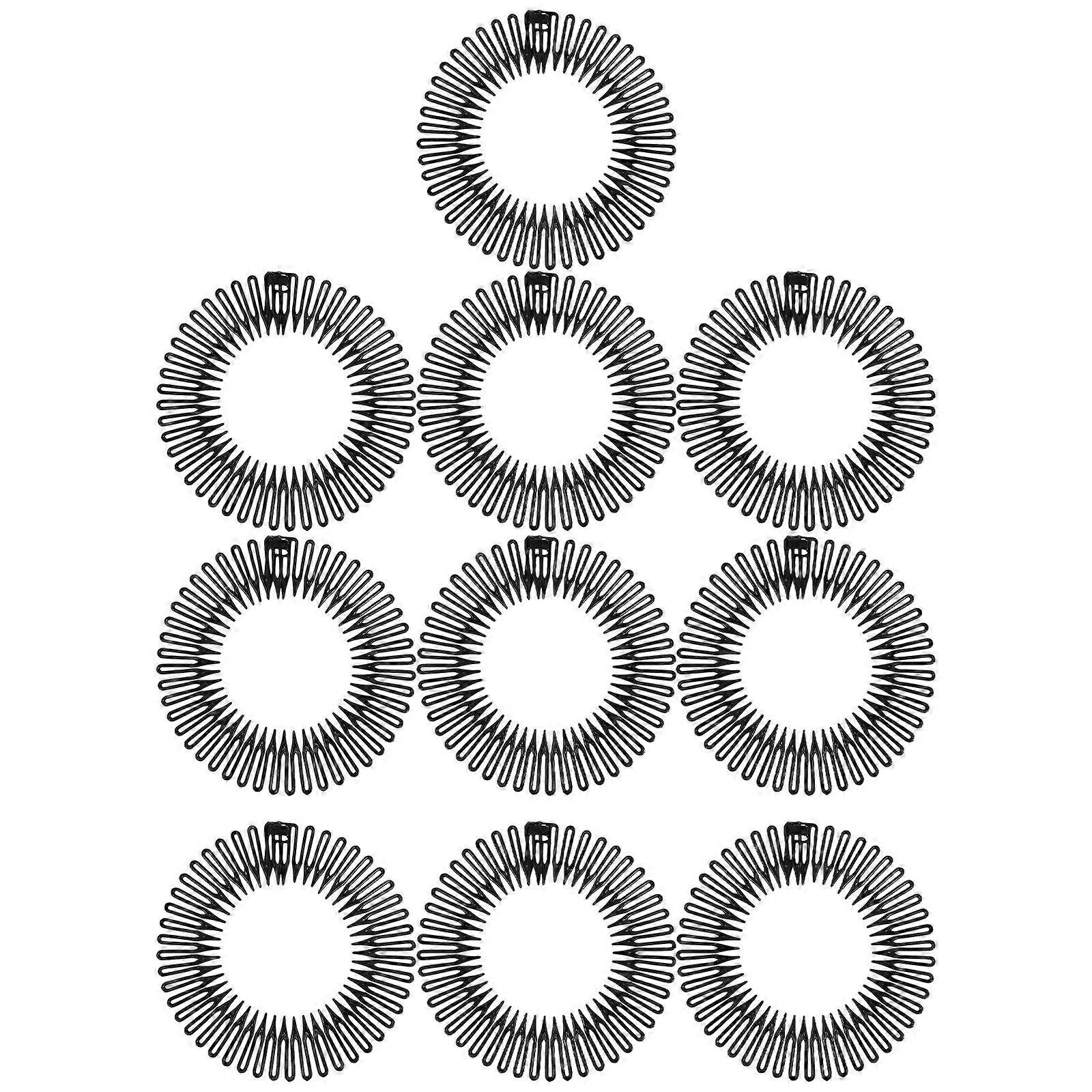 Plastic Circle Comb Full Circular Stretch Comb for 10Pcs Black ABS