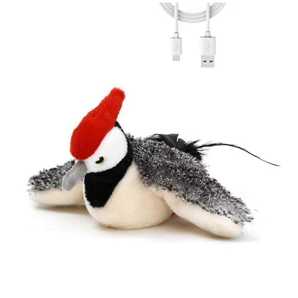 Interactive Chirping Bird Cat Toy Flapping Wings Woodpecker