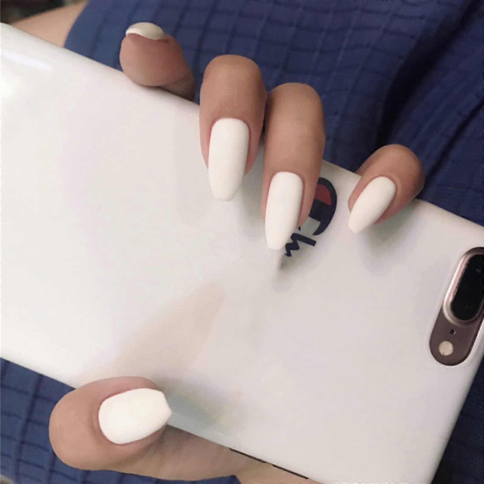 24pcs Reusable Long Square Press On Fake Nails Super Long Ballet Tips with Multiple Sizes