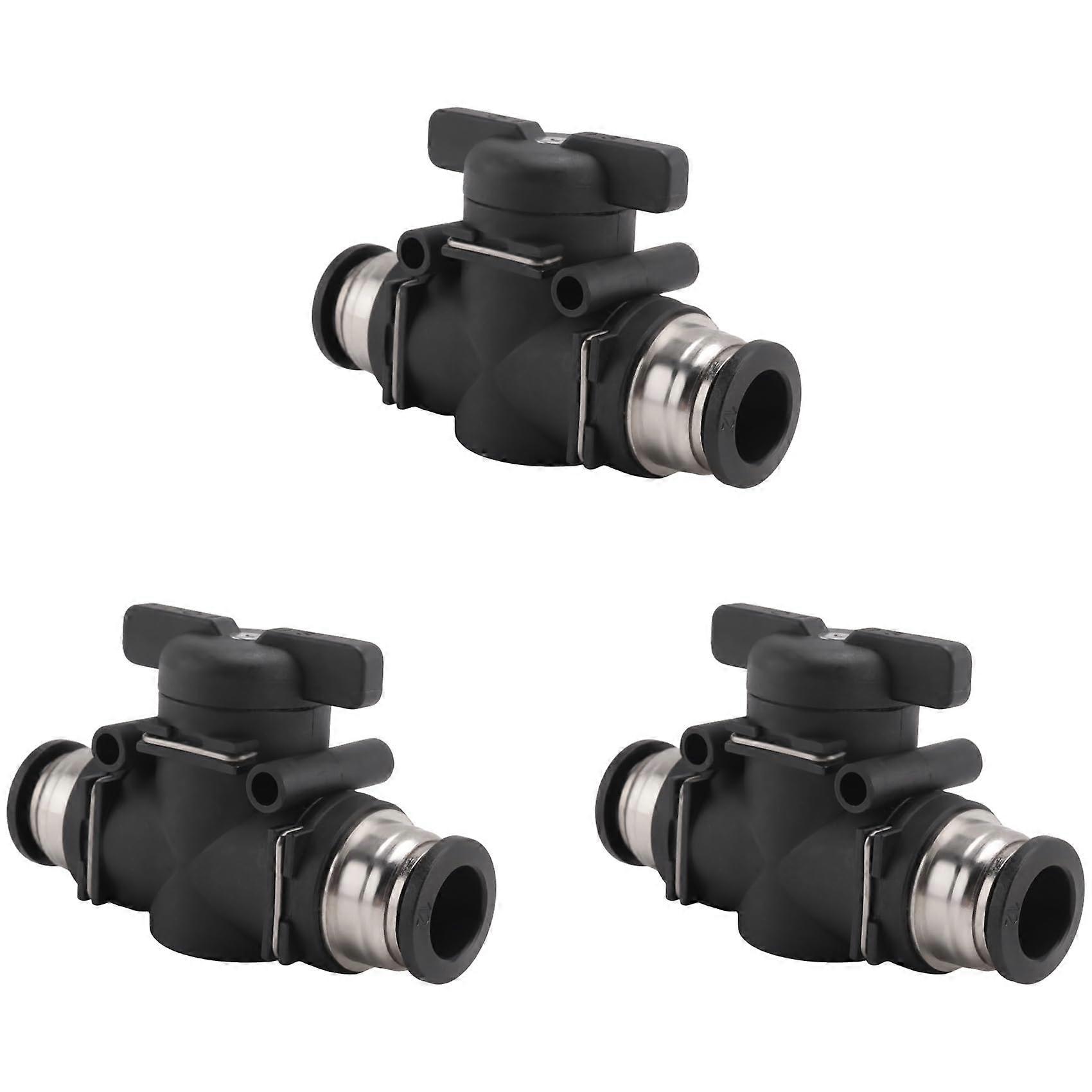 12mm Push Connect Ball Valve Air Flow Control Valve 3 Pack with LeakProof Quick Connection