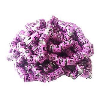 100 Stück Aluminium-Vogelringe für Taubenfüße, 8 mm, lila